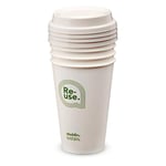 Aladdin Re-Use Sustain Cup & Lid 0.35L Graphic Pack Of 4 Coffee Cups – Dishwasher Safe - Microwave Safe - Car Cup Holder Friendly - BPA-Free - For Hot And Cold Drinks On The Go