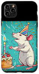 Coque pour iPhone 11 Pro Max Rat blanc anniversaire Bash for a Squeaky Good Time