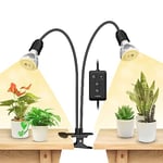 SANSI Lampe Horticole LED avec Minuterie 4/8/12H, Lampe de Croissance Plantes à Spectre Complet 300W Équivalent avec 2 Ampoules Plantes E27 pour Culture et Germination des Semis Plantes Intérieures