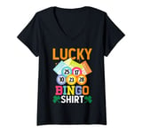 Womens Lucky Bingo Shirt Funny Bingo Player Women Mom Grandma V-Neck T-Shirt