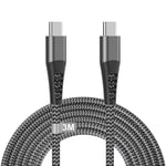 Cable USB C vers USB C 3M, 60W Cable USB C Charge Rapide Cable USB Type C 3M Long Nylon Cordon USB C vers USB C Cable Chargeur pour iPhone 16 15 Pro Max/15 Plus,Samsung Galaxy S24 Ultra/S24+/S24/S23