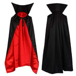 Vampire Cape Capuche Col Montant Manteau Noir Rouge Enfants 1m