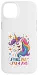 Coque pour iPhone 14 Plus Licorne Cadeau Fille 4 ans Enfant 4ème Anniversaire