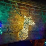 Christmas Stag Head Decoration LED Wall Ornament Pre-Lit Home Decor Deer Battery