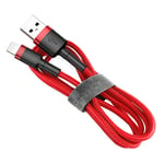 SiGN Kevlar USB-kabel med Lightning 1.5A, 2 m - Grå/Röd Röd