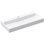 Doporro Lavabo Suspendu avec Bonde Vasque à Poser Blanc 90x46x11cm Lave Mains Rectangulaire avec Perçage de Robinet Colossum19