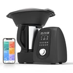 Baridi All-in-One Smart Kitchen Robot Thermo-Cooker, 18 Preset Cooking Functions, App Guided Recipes, Blender, Juicer, Mixer, Sous Vide, Steamer, Built-in Scales and Self Clean Function, Black – DH163