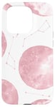 Coque pour iPhone 15 Pro Pink Moon Phase Pattern With Star Constellation For Girls