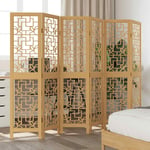 vidaXL Room Divider 6 Panels Brown Solid Wood Paulownia NEW