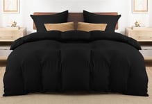 REHAN & CO King Size Duvet Cover Sets Black – 3Pcs Bedding Set Kingsize Soft Brushed Microfiber Bedding – Plain Quilt Cover With Pillow Cases.