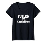 Womens Funny Camping Campfire Lover Fueled by Campfires V-Neck T-Shirt