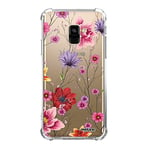 Evetane - Coque Silicone Compatible avec Samsung Galaxy A8 2018 - Protection Souple et Renforcée - Coins Antichocs - Fine et Transparente - Coque Arrière - Fleurs Multicolores