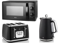 Swan Serenity Black Kettle, 4 Slice Toaster  & 700W 20L Microwave Matching Set