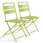 Lot de 2 chaises de jardin pliantes en métal vert - Palavas - Vert