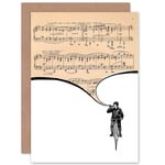 Birthday Sheet Music Trumpet Player Bicycle Greetings Card Plus Envelope Blank inside