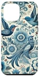 Coque pour iPhone 12 Pro Max Blue Birds Clouds Floral Polonais Folk Art Pattern