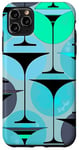 Coque pour iPhone 11 Pro Max Martinis inspiré des années 50 gris bleu et turquoise