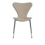 Fritz Hansen - 3107 Sjuan - Framsidesklädd, Nine Grey, Läder, Soft Black Brown - Ruokapöydän tuolit - Arne Jacobsen - Ruskea - Nahka/Metalli/Puu