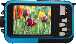 Caméra Sous-Marine, Appareil Photo Numérique Étanche Full Hd 2,7 K 48 Mp 10 Pieds, Caméra De Poche Lcd Avant Arrière Double Écran Avec Zoom Numérique 16X Pour La Plongée En Apnée, (Bleu)