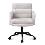 Youhauchair Chaise Bureau, Fauteuil de Bureau en Fausse Fourrure à Hauteur Réglable, Chaise Coiffeuse Confortable en Cachemire, Chaise de Bureau Ergonomique pour la Maison et la Chambre, Crème