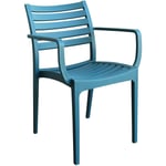 Chaise de chaise de jardin en résine extractible avec session et Lyndon Horizontal Sage à lattes et dossier CadetBlue - CadetBlue