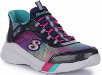 Skechers Prism Heel Slip In Trainers Girls Shoes Multi Colour UK 1.5 - 13.5