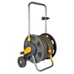 HOZELOCK - Cart Plus 50m of Ultramax hose (12.5 mm): Max Capacity 60m, Rewind Handle, Sturdy Frame for general use, Supplied Assembled, Nozzle and Fittings Included, Grey