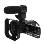 4K Video Camera With Remote Control Microphone Lens Hood 18X Digital Zoom