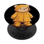 Pluie Day Magic avec un ourson dans un imperméable pour homme et femme PopSockets PopGrip Adhésif