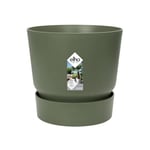 elho Greenville Round 16 - Flower Pot with Integrated Water Reservoir - Indoor & Outdoor - 100% Recycled Plastic - Ø 16.0 x H 15.3 cm - Green/Leaf Green