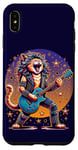 Coque pour iPhone XS Max Drôle Chat Rockstar Guitare Joueur Cheveux Métal Glam Rock Band