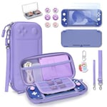 Younik Étui Switch Lite, Pochette Switch Lite 14 en 1 avec Étui de Transport, Coque Switch Lite transparent, Étui pour Cartes de Jeu, 2 Protecteurs d'écran, Violet Étui de Transport pour Switch Lite