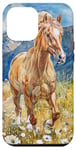 Coque pour iPhone 13 Pro Max Aquarelle Running Palamino Horse in Meadow