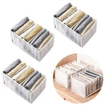 Organisateur de tiroir 3 pièces, boîte de rangement en maille pliable, organisateur de sous-vêtements de tiroir pour soutien-gorge, chaussettes, cravates et écharpes, jean 7 compartiments (blanc)