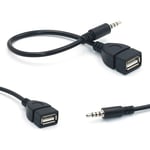 3.5mm Male Jack To USB 2.0 Female Type AUX Audio Plug Adapters Cable Extension