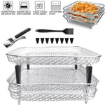 13x Stainless Steel Stackable Air Fryer Rack & Accessories Fr Ninja Dual AF300UK