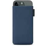 Adore June Protection Sleeve Classic Recycled Blue compatible with iPhone 15 14 / iPhone 15 14 Pro, Modern Sustainable R-PES Fabric. Manufactured in Europe