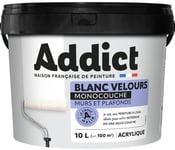 Peinture monocouche blanc velours décoration intérieur murs plafonds 10L