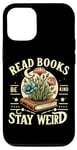 Coque pour iPhone 13 Pro Lire des livres vintage Be Kind Stay Weird Floral Crystals Moon