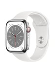 Apple Watch Series 8 GPS + Cellular 45mm Silver Stainless Steel Case with White Sport Band