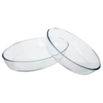 Lot de 2 Plats Culinaires en Verre "Ovales" 35cm Transparent