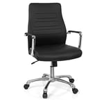 hjh OFFICE Fauteuil de Direction TEWA Similicuir Noir/Chrome Fauteuil de Bureau Moderne, Dossier Bas Ergonomique