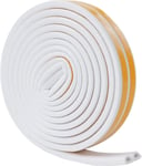 Joint Fenetre D-Profil, Joint Porte Isolation anti Froid Mousse Adhésif Caoutchouc Calfeutrage Joint, pour Isolante Thermique Phonique anti bruit, Preuve de Collision (10M Blanc)