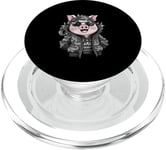 Cochon kawaii de dessin animé avec une tenue de dragon cool PopSockets PopGrip pour MagSafe