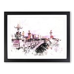 Pont Alexandre Iii Bridge In Paris France Watercolour Modern Framed Wall Art Print, Ready to Hang Picture for Living Room Bedroom Home Office Décor, Black A3 (46 x 34 cm)