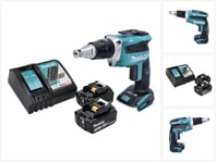 Makita DFS 452 RT Akku kipsilevyruuvinväännin 18 V + kaksi kappaletta akkuja 5,0 Ah + laturi