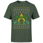 DC Aquaman Knit Men's Christmas T-Shirt - Forest Green - XS - Forest Green