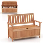 Costway - Banc de Rangement en Bois Massif, Banc de Jardin avec Compartiment de Rangement, Coffre de Stockage de 129 l, Banc d'Extérieur à 2 Places