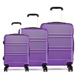 Kono Lot de 3 valises à 4 roulettes pivotantes en ABS léger 50,8 cm, 61 cm, 71,1 cm (Violet)