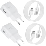 2-Pack Chargeur Type C Charge Rapide Pour Samsung Galaxy A12 A13 A14 A15 A20 A23 A25 A33 A35 A40 A50 A55 A54 A53 5g S21 S20 S10 S9 S8,Chargeur Telephone Tablette Adaptateur Avec 1.5m Usb C Câble